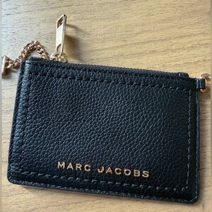 Marc Jacobs Black Leather Card Holder with Gold Chain
